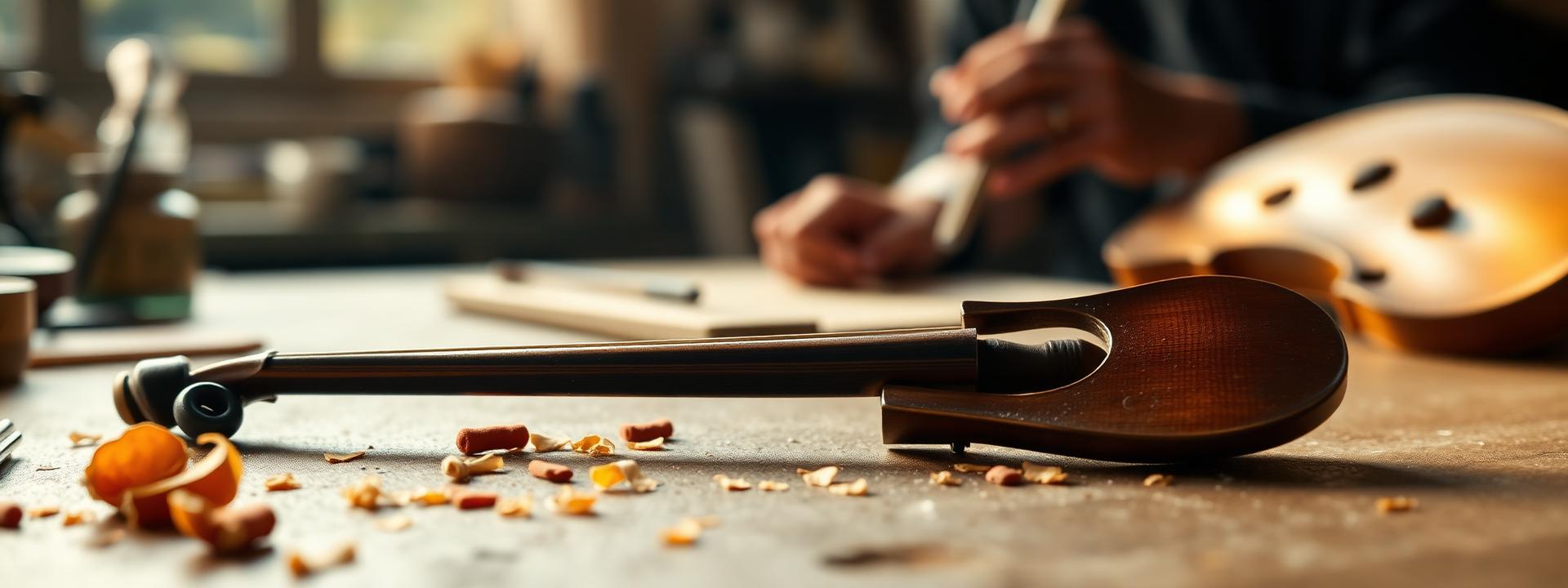 Luthier aan het werk in warme werkplaats